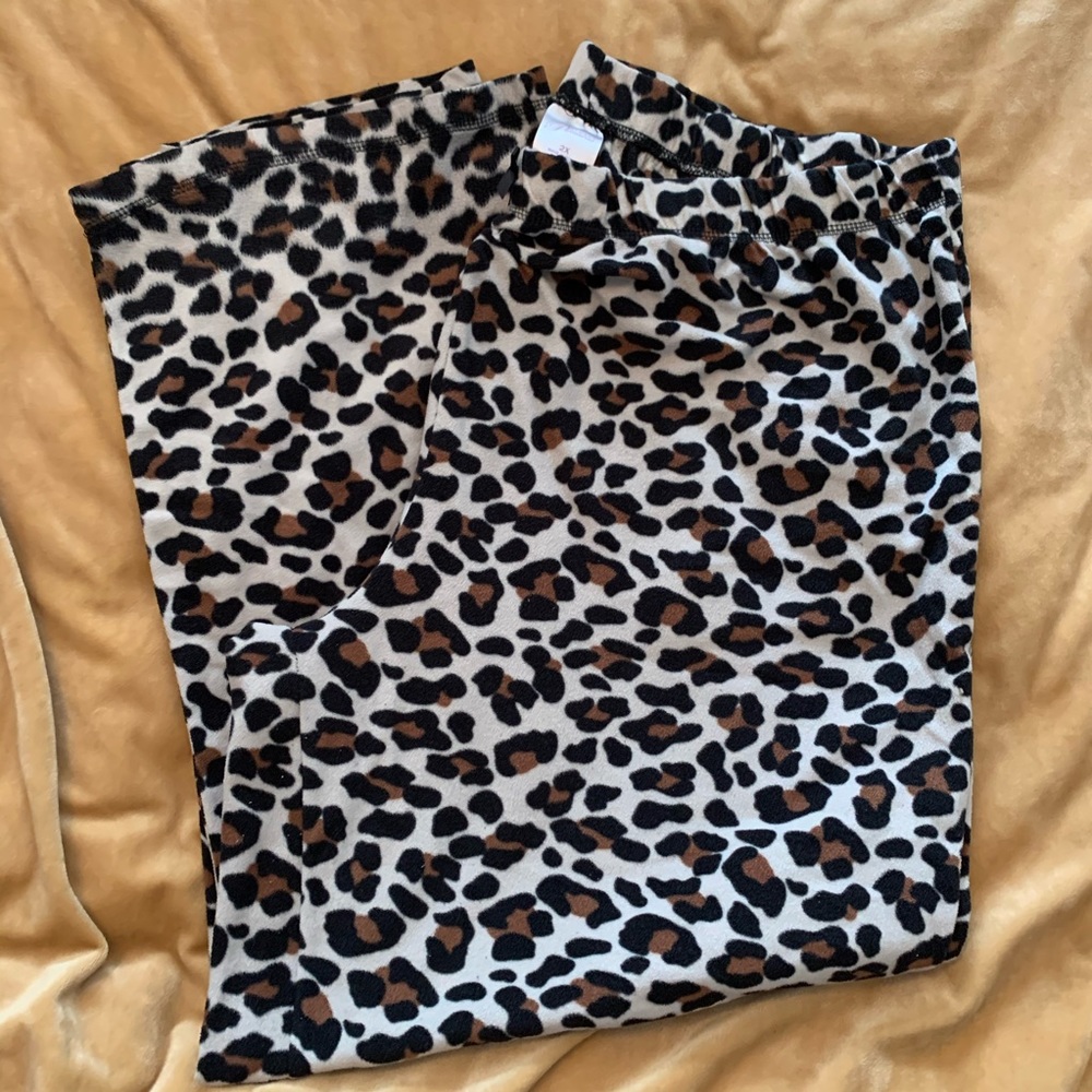Leopard print fleece pajama pants